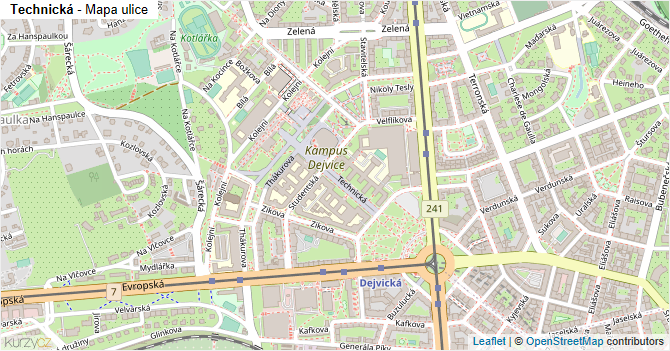 Technická - mapa ulice