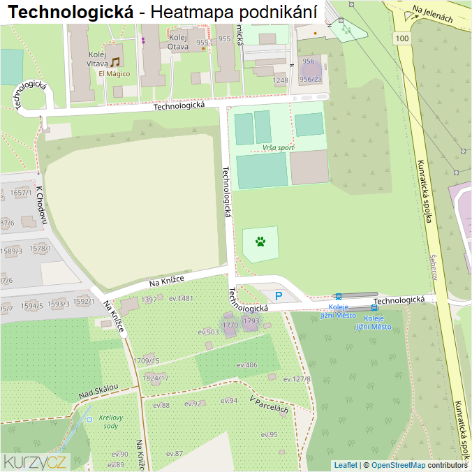 Mapa Technologická - Firmy v ulici.