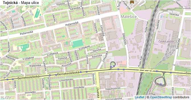 Tejnická - mapa ulice