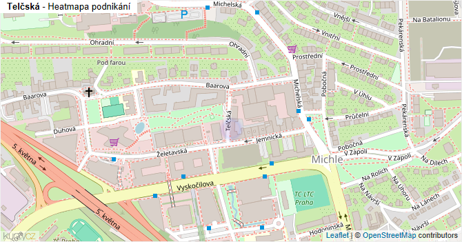 Telčská - mapa podnikání