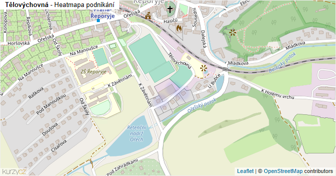 Tělovýchovná - mapa podnikání