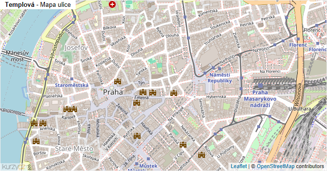 Templová - mapa ulice