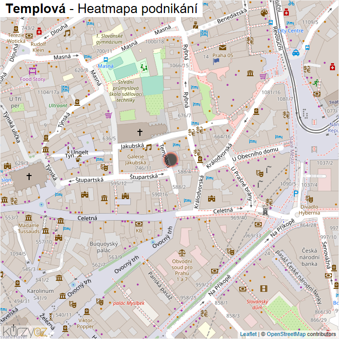 Mapa Templová - Firmy v ulici.