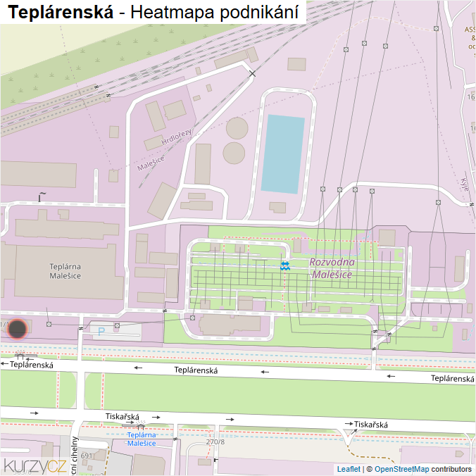 Mapa Teplárenská - Firmy v ulici.