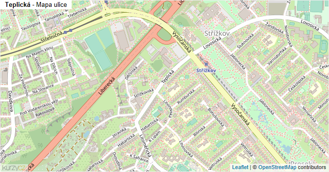 Teplická - mapa ulice