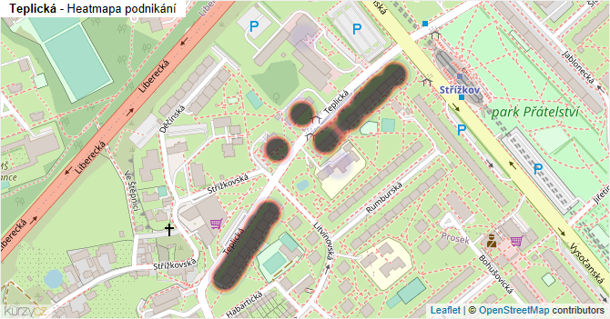 Teplická - mapa podnikání
