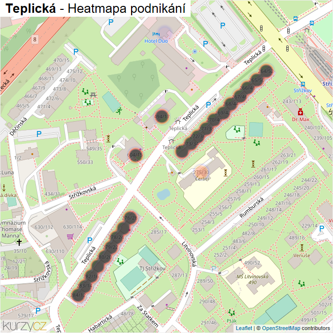 Mapa Teplická - Firmy v ulici.