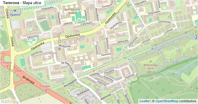 Tererova - mapa ulice