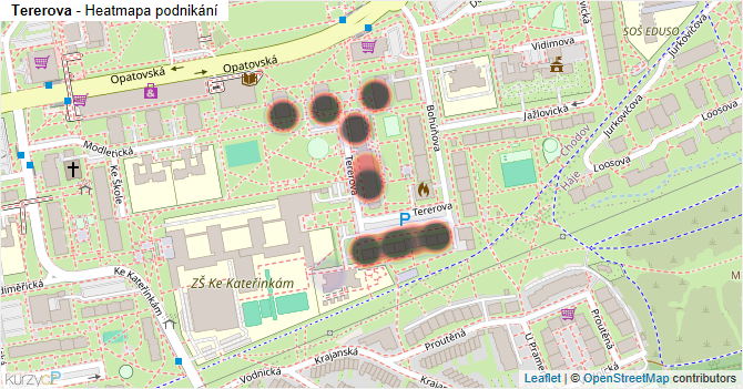 Tererova - mapa podnikání