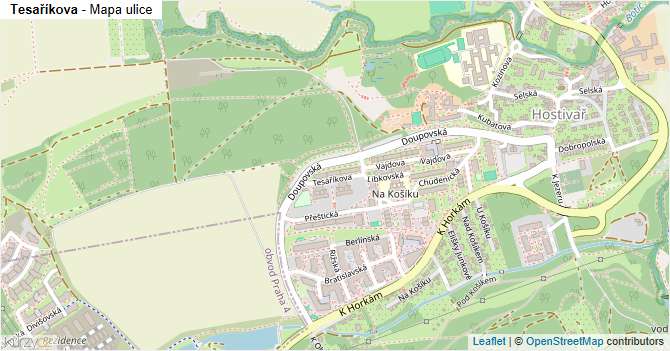 Tesaříkova - mapa ulice