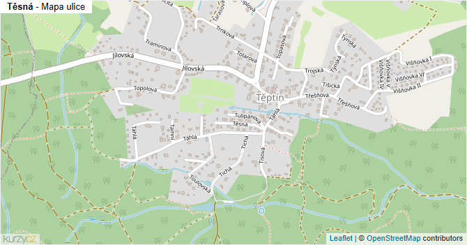 Těsná - mapa ulice