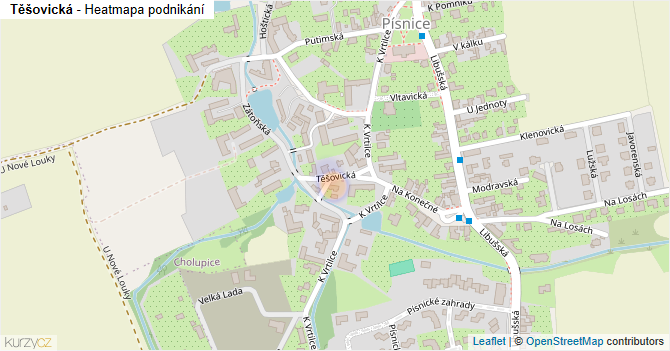 Těšovická - mapa podnikání