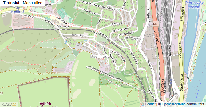 Tetínská - mapa ulice