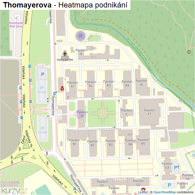 Mapa Thomayerova - Firmy v ulici.