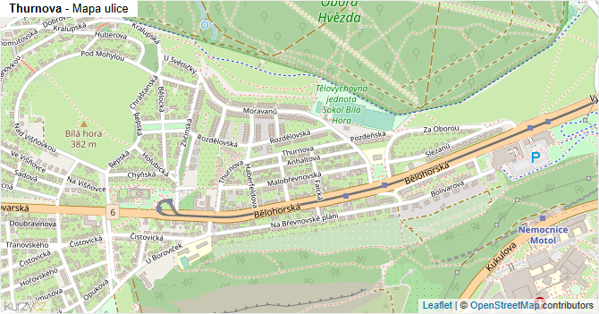 Thurnova - mapa ulice