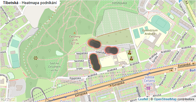 Tibetská - mapa podnikání