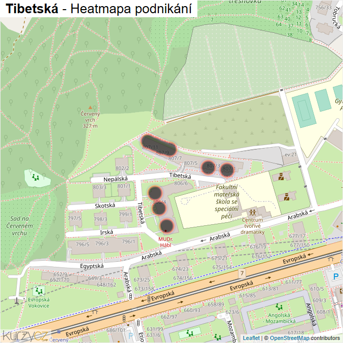 Mapa Tibetská - Firmy v ulici.