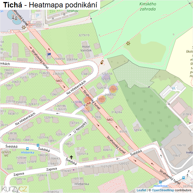 Mapa Tichá - Firmy v ulici.