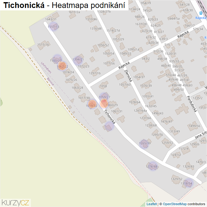 Mapa Tichonická - Firmy v ulici.