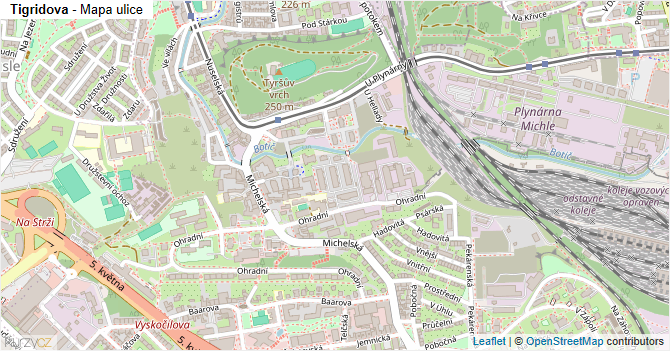 Tigridova - mapa ulice