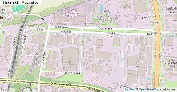Tiskařská - mapa ulice