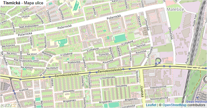 Tismická - mapa ulice
