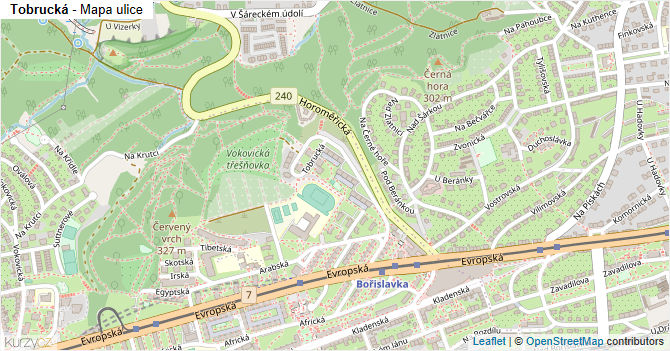 Tobrucká - mapa ulice
