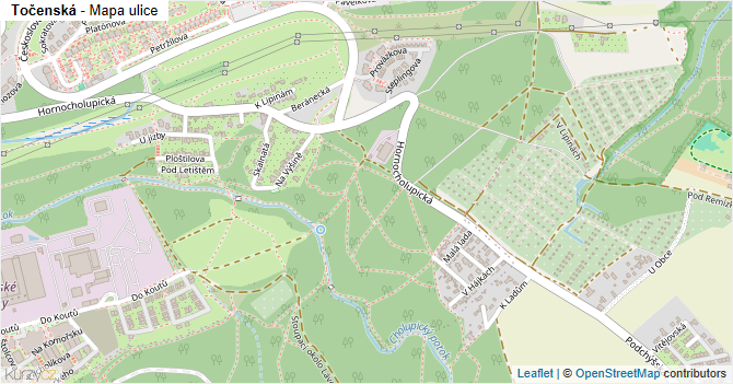 Točenská - mapa ulice