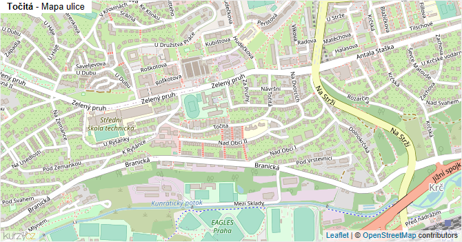 Točitá - mapa ulice