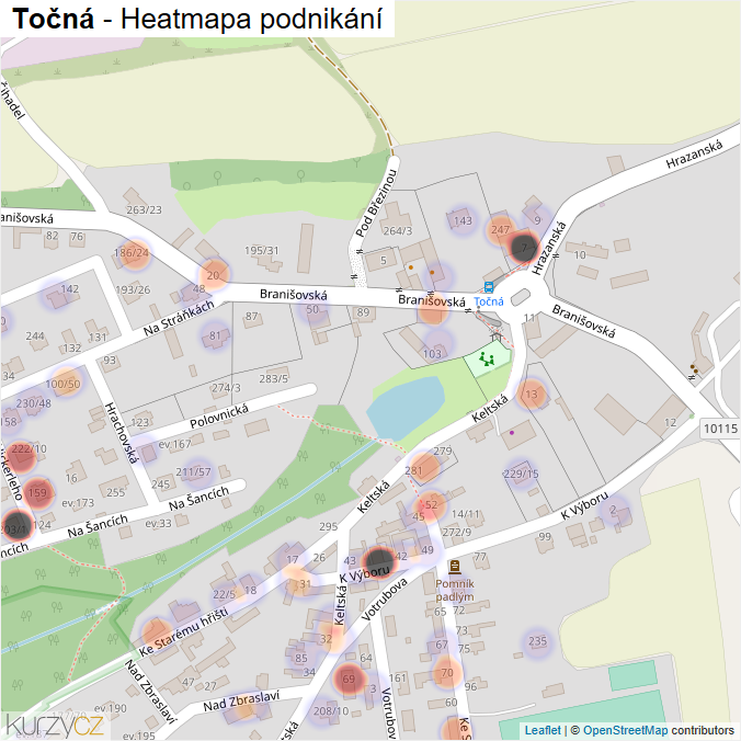Mapa Točná - Firmy v části obce.