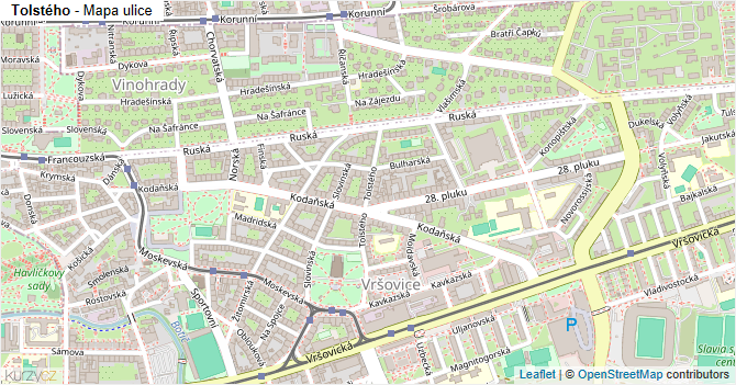 Tolstého - mapa ulice