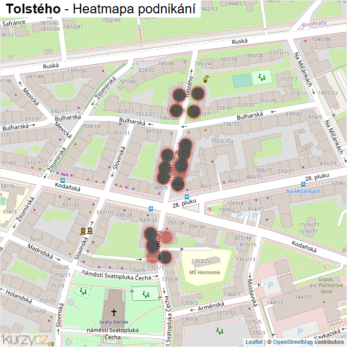 Mapa Tolstého - Firmy v ulici.