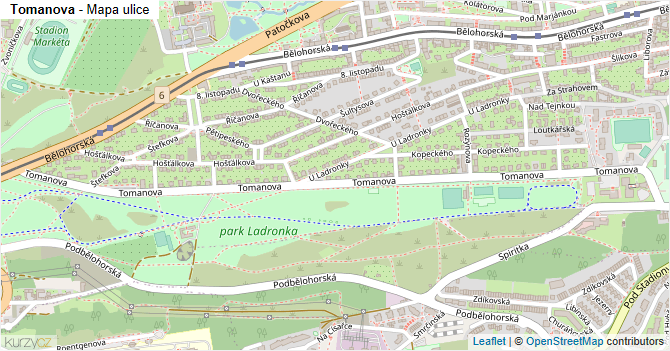 Tomanova - mapa ulice