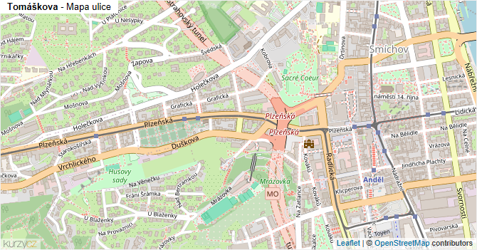 Tomáškova - mapa ulice