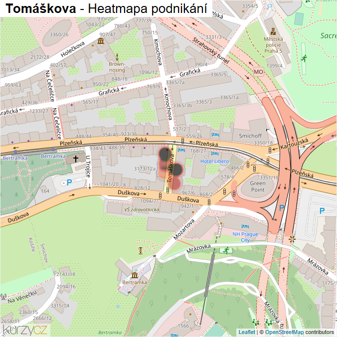 Mapa Tomáškova - Firmy v ulici.