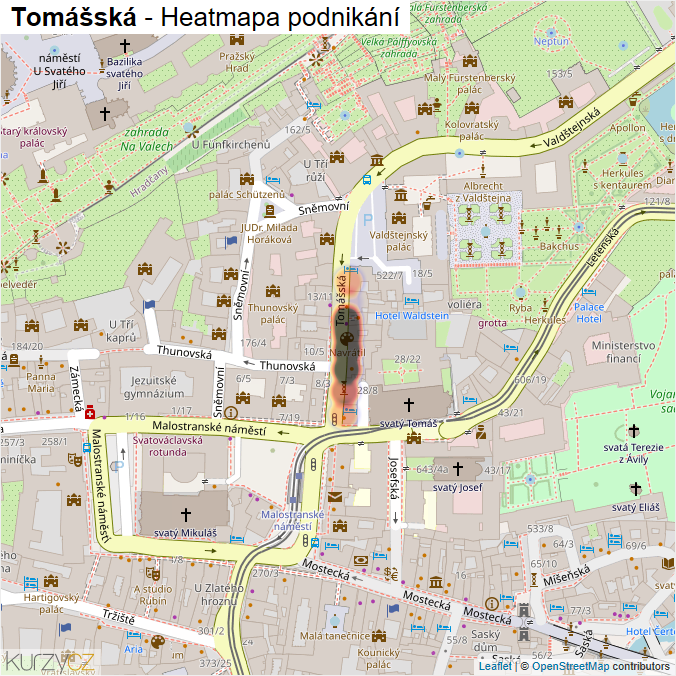 Mapa Tomášská - Firmy v ulici.