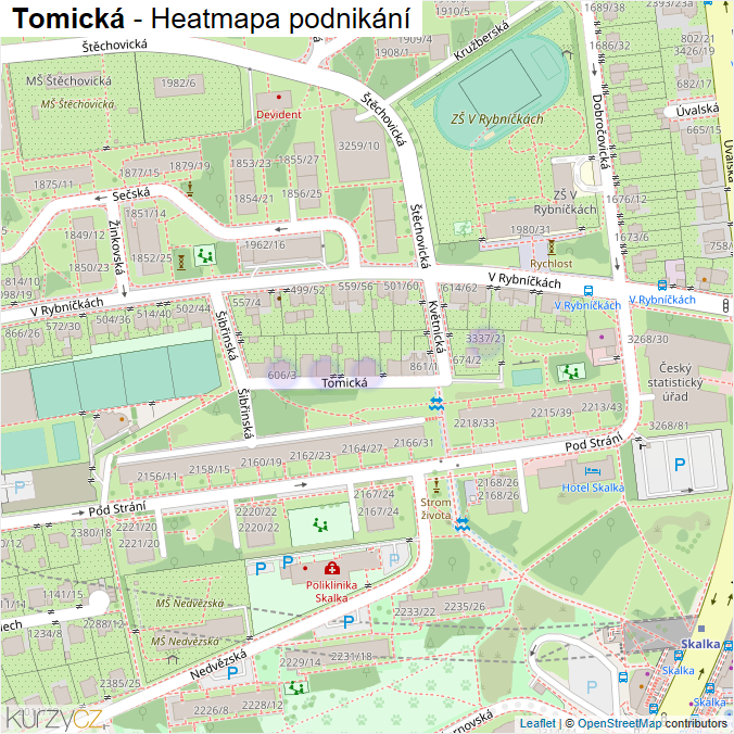 Mapa Tomická - Firmy v ulici.