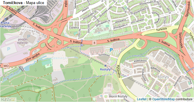 Tomíčkova - mapa ulice