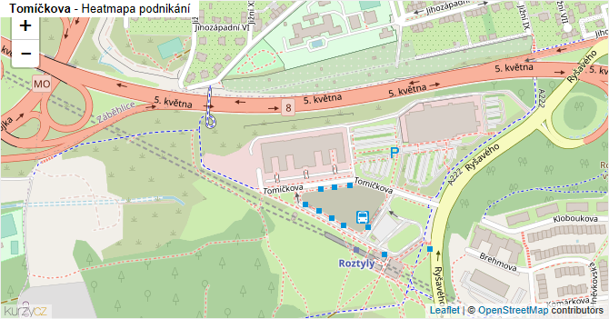 Tomíčkova - mapa podnikání