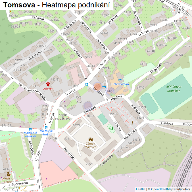 Mapa Tomsova - Firmy v ulici.