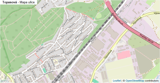 Topasová - mapa ulice