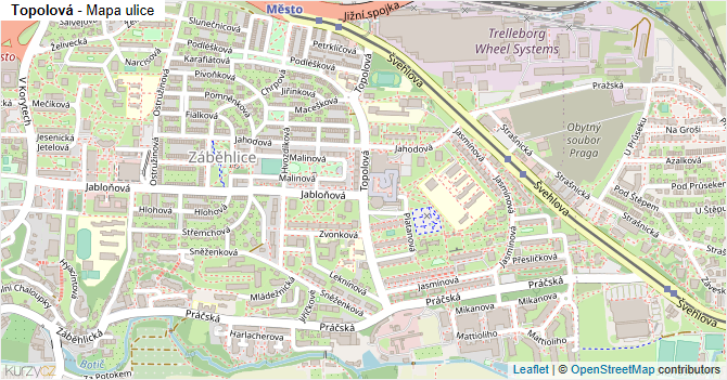 Topolová - mapa ulice