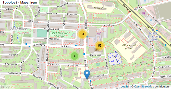 Topolová - mapa firem