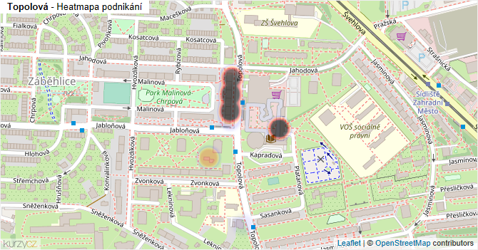 Topolová - mapa podnikání