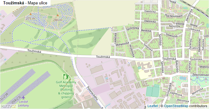 Toužimská - mapa ulice