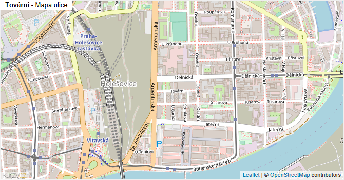 Tovární - mapa ulice