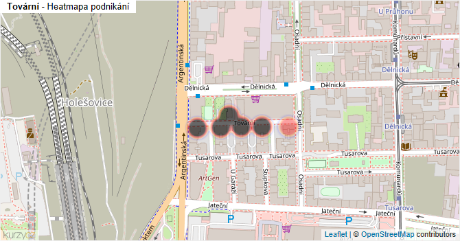 Tovární - mapa podnikání