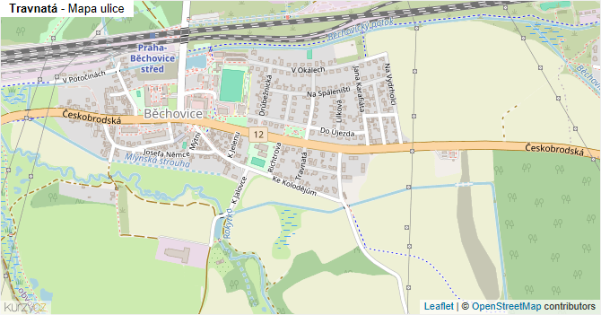 Travnatá - mapa ulice