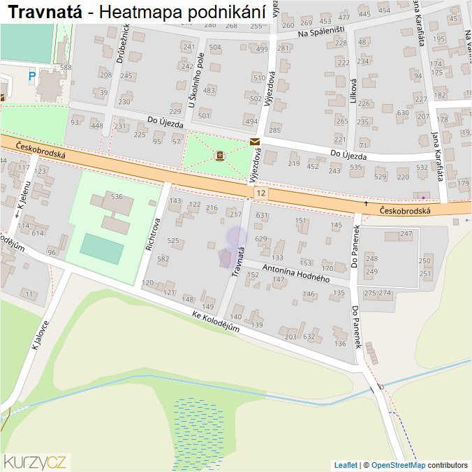 Mapa Travnatá - Firmy v ulici.