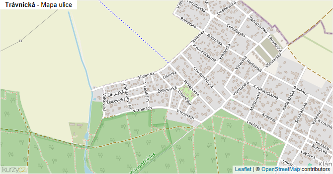 Trávnická - mapa ulice